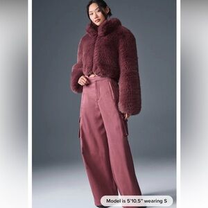 Alo Show Off Cargo Wide Leg Trouser nwot $160 maroon casual fall active classic